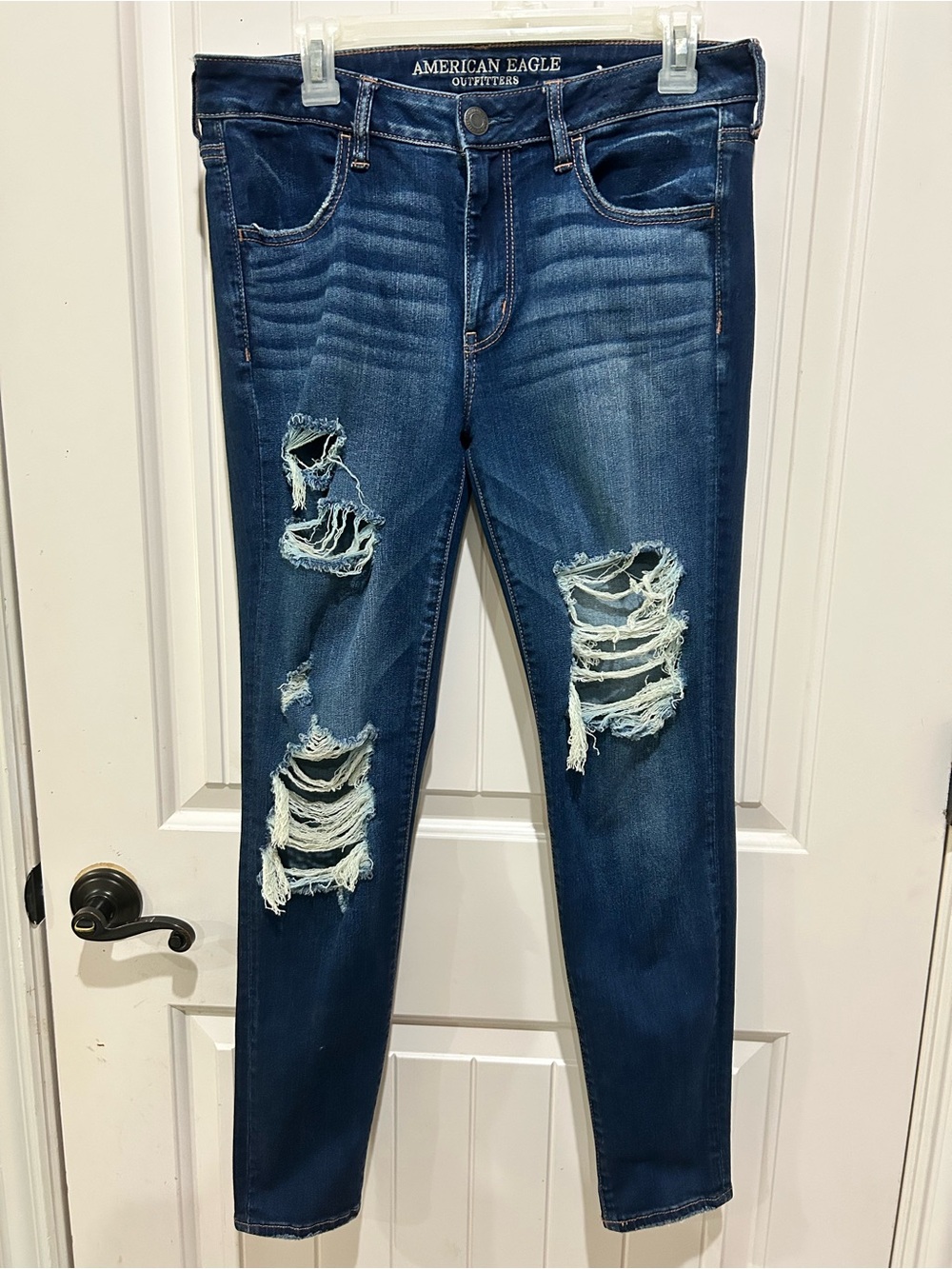 American Eagle Outfitters Blue Ripped Jeggings Women’s Size 12 Jeans